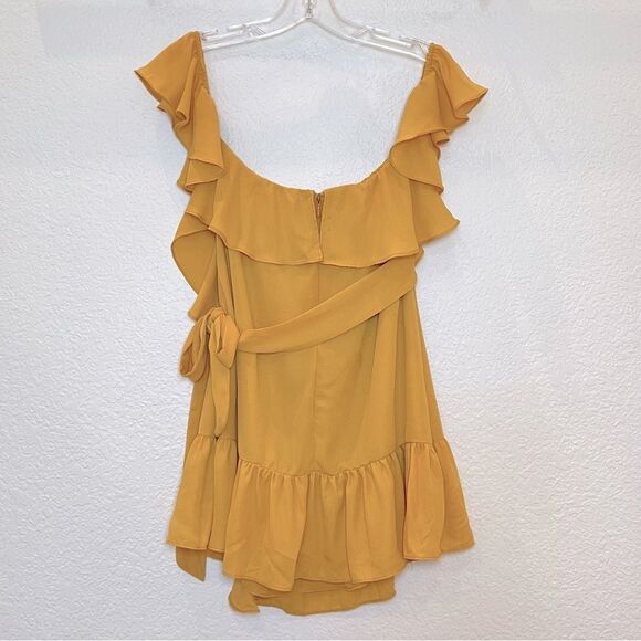 Superdown NWT! Jolene Ruffle Wrap Mini Dress in Marigold size Small - Picture 3 of 16